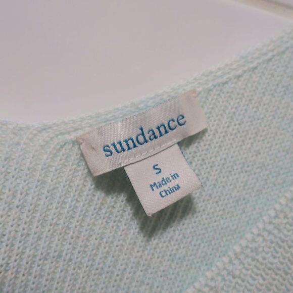SUNDANCE BAYLEE KNIT SWEATER VEST sleeveless blue S vneck breezy coastal beach - Picture 4 of 8